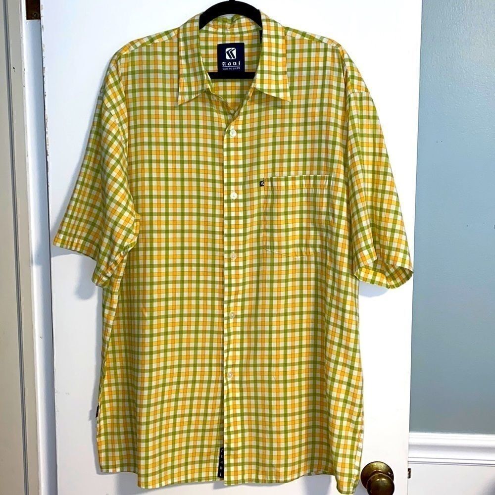 Kani plaid short sleeve button up urban shirt XL